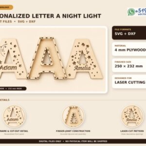 Luz Nocturna Personalizada con Letra 3D y Nombre – Diseño en 4 mm