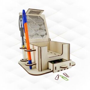 Organizador de Escritorio Multifunción con Cajón y Portalápices – Archivo Vectorial