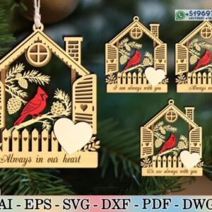 Adorno Navideño Cardenal en Ventana – Recuerdo Conmemorativo