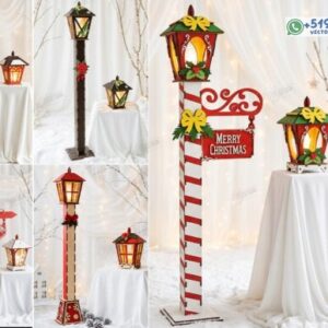 Pack de 5 Faroles Navideños Decorativos de Pie – Diseños 3D
