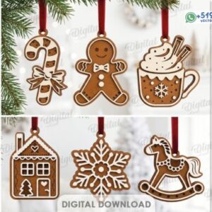 Pack de Adornos Navideños Estilo Galleta de Jengibre