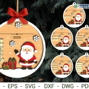 Adorno Navideño Personalizable con Papá Noel y Lista Familiar
