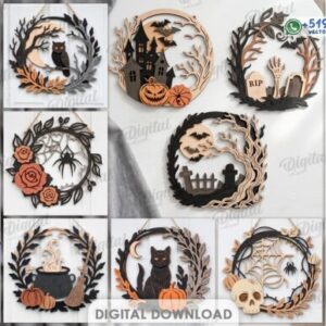 Pack de Coronas Decorativas de Halloween – 10 Diseños Multicapa