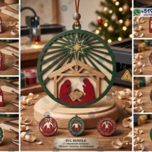 Pack de Adornos Navideños de Natividad con Diseños Religiosos