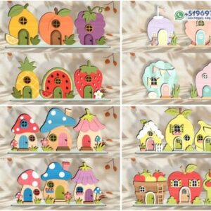 Pack de Casas de Fantasía con Frutas, Hongos y Formas Encantadas
