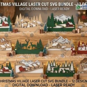 Pack de Pueblos Navideños en Capas – 12 Paisajes Decorativos