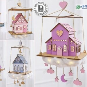 Pack de Móviles Colgantes con Casitas sobre Nubes