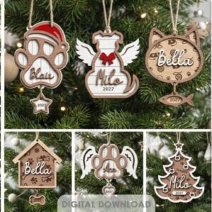 Pack de Adornos Navideños Personalizados para Mascotas – 10 Diseños