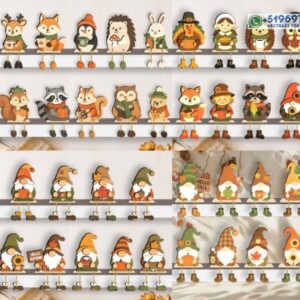 Pack de Animalitos y Gnomos Sentados para Decoración de Otoño