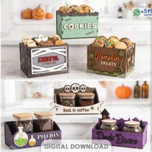 Pack de Cajas Organizadoras de Halloween para Dulces, Café y Cocina