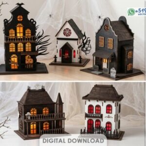 Pack de 5 Casas Embrujadas 3D de Halloween para Ensamblar