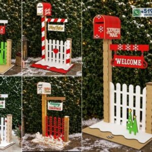 Pack de Buzones Navideños 3D con Cercas y Letreros – 5 Diseños