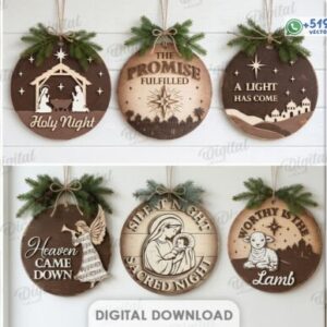 Colección de Cuadros Redondos Navideños con Escenas del Nacimiento