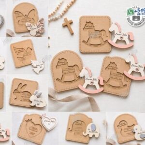 Invitaciones de Bautismo Infantil con Figuras 3D Personalizables