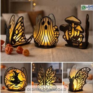 Pack de Lámparas Nocturnas 3D de Halloween con Iluminación LED – 10 Diseños