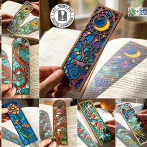 Pack de Marcapáginas Estilo Vitral con Diseños Artísticos