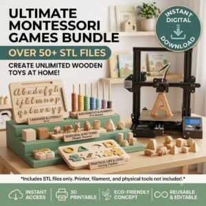 Pack de más de 45 Juegos Educativos Montessori STL – Aprendizaje, lógica y motricidad para impresión 3D