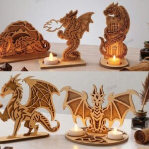 Pack de Portavelas de Dragones 3D – 5 Diseños Fantásticos