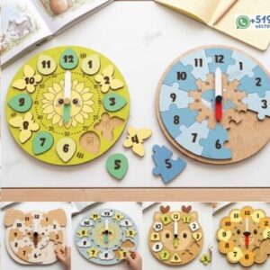 Pack de 10 Relojes Rompecabezas Educativos para Niños – Plantillas Vectoriales