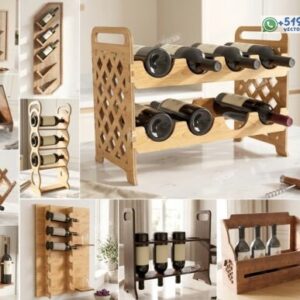 Pack de 10 Botelleros y Exhibidores de Vino 3D – Soportes Modulares para Material de 6 mm