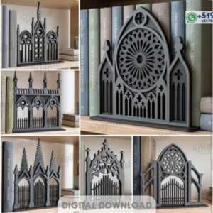 Pack de Soportes de libros Decorativos Estilo Catedral Gótica – Diseños para Estantería
