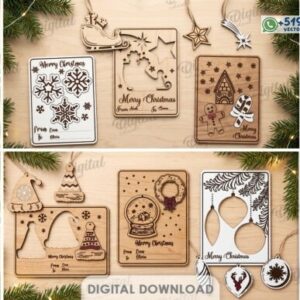 Pack de Tarjetas Navideñas con Adornos Desmontables – Diseños Vectoriales Multipropósito
