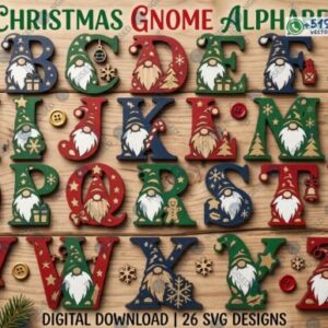 Pack Alfabeto Navideño con Gnomos – 26 Letras Decorativas