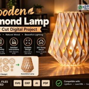 Lámpara Diamante de Madera 3D con Estructura Paramétrica