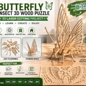 Rompecabezas 3D de Mariposa Ensamblable en Madera – Diseño Decorativo