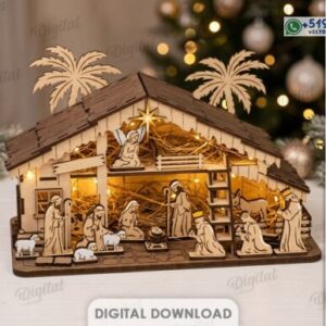 Pesebre Navideño 3D Iluminado con Nacimiento – Diseño para 3 mm