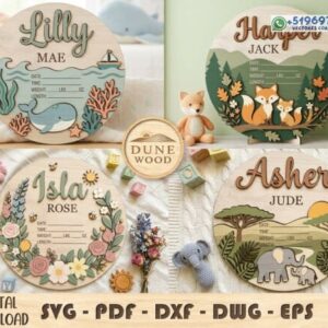 Placas de Nacimiento Personalizadas con Nombre y Datos del Bebé