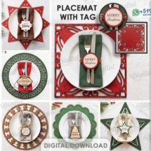 Pack de Manteles Individuales Navideños con Etiquetas Decorativas