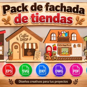 Pack de Fachadas 3D para Tiendas, Cafeterías y Casas Comerciales
