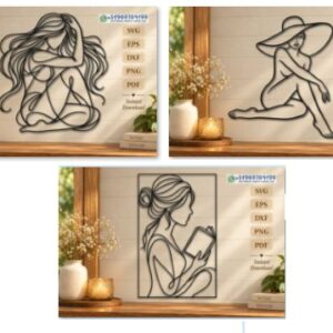 Pack de Arte Lineal Femenino para Decoración de Pared – 3 Diseños Elegantes