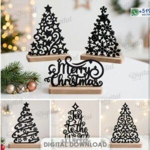 Pack de Decoraciones Navideñas de Sobremesa con Árboles y Frases