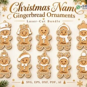 Pack de 10 Adornos Navideños de Pan de Jengibre Personalizables con Nombre