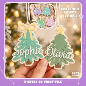 Adornos Navideños Personalizados con Nombres – Modelos STL para Impresión 3D