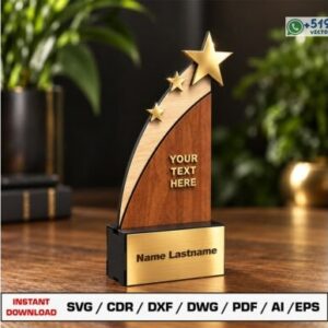 Trofeo Estelar Ascendente Personalizable – Premio 3D con Base para Nombre