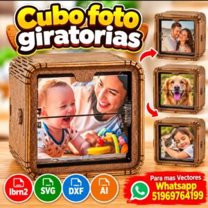 Cubo Portafotos Giratorio Mecanismo Rotativo