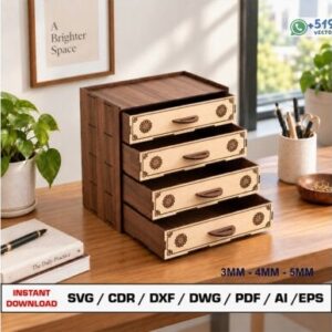 Mini Cajonera Organizadora de 4 Niveles – Diseño Modular para Escritorio en 3, 4 y 5 mm