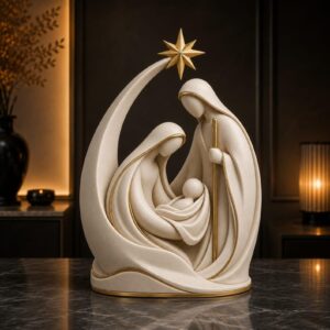 Sagrada Familia Minimalista con Estrella de Belén – Escultura Decorativa STL para Impresión 3D
