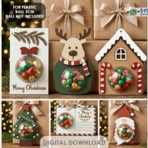 Pack de Etiquetas Navideñas Porta Dulces – 10 Diseños con Cápsula Transparente