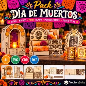 Pack dia de muertos altar nichos papel picado portaretratos porta velas
