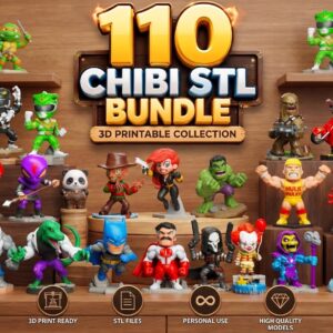 Pack de 110 Figuras Chibi STL – Superhéroes, Anime y Personajes para Impresión 3D