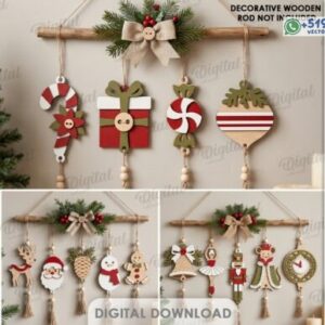 Pack de Colgantes Navideños Rústicos – 15 Diseños con Borlas y Adornos en Capas