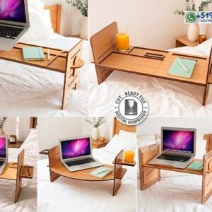 Mesa Plegable para Laptop en Cama con Soporte Lateral y Bandeja Organizadora