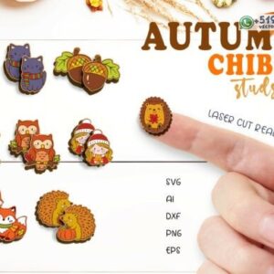 Pack de Aretes Chibi de Otoño – 8 Diseños Kawaii con Animales y Bellotas