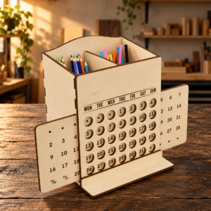 Organizador de Escritorio 3D con Calendario Perpetuo y Portalápices Multifunción