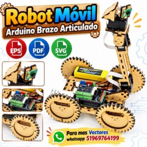 Robot Móvil Arduino de 4 Ruedas con Brazo Articulado – Chasis Robótico 3.2 mm