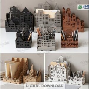 Pack de Organizadores de Escritorio 3D estilo Ciudad – Skyline Urbano para Material de 3 mm